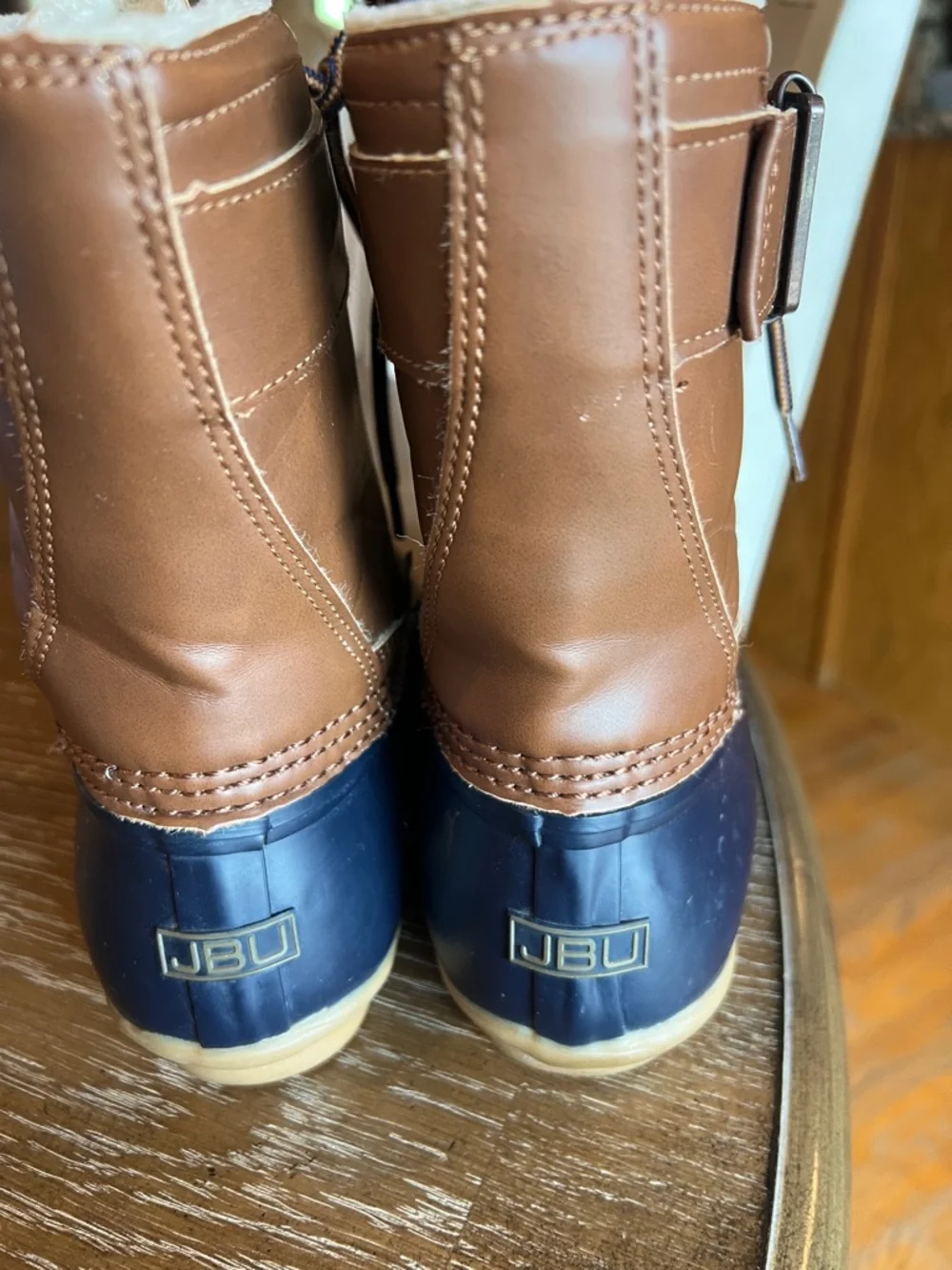 JBU Brown and Navy Waterproof Lace-Up Duck Boots